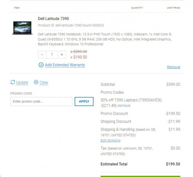 Refurbished Dell Latitude 7390 Notebook, 13.3-in FHD Touch (1920 x 1080), Webcam, 1x Intel Core i5 Quad (i5-8350U) 1