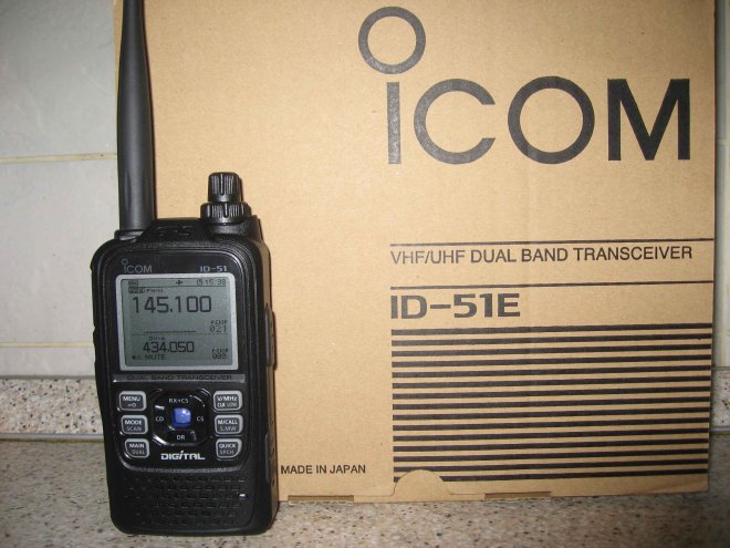 1)             ICOM ID-51E  (made Japan)            MODE:  FM-DV-A                FM                 APRS + D-STAR                 GPS -:             --    -                               .               QSO                  