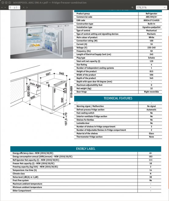 ����������� WHIRPOOL ARG 590/A+� ������ ���������� ������������ ������ ������ �� 14500���