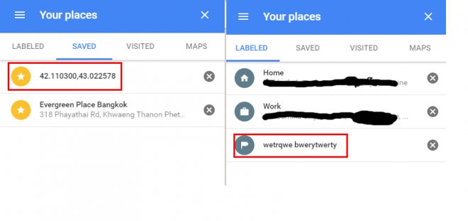   Saved places  Labeled places    -     .       