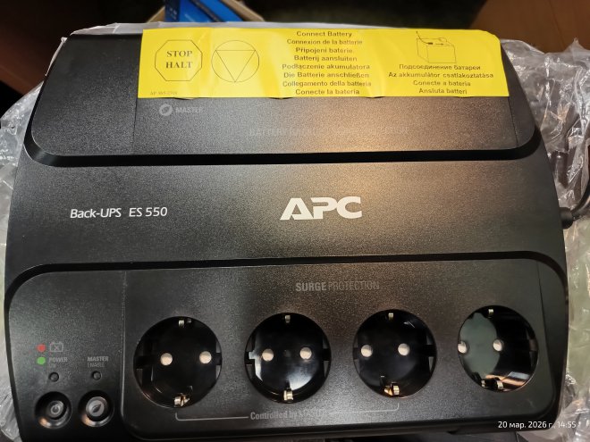 ������ ��� (���) APC Back-UPS ES 550VA/ ����������: 550 ��, 330 ��, ��� ����������� (����� ��� ������������ � ���� ��������� �������). ������������ ������� �� ����� 2-3 ����� � ����������� �����, ����� - �������� �����